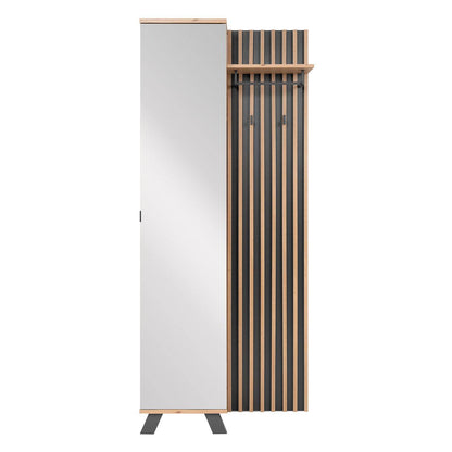 Garderobe Kleiderständer mit Spiegel Garderobenschrank Holz Eiche - Palo24