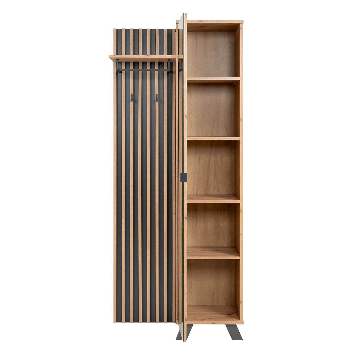 Garderobe Kleiderständer mit Spiegel Garderobenschrank Holz Eiche - Palo24