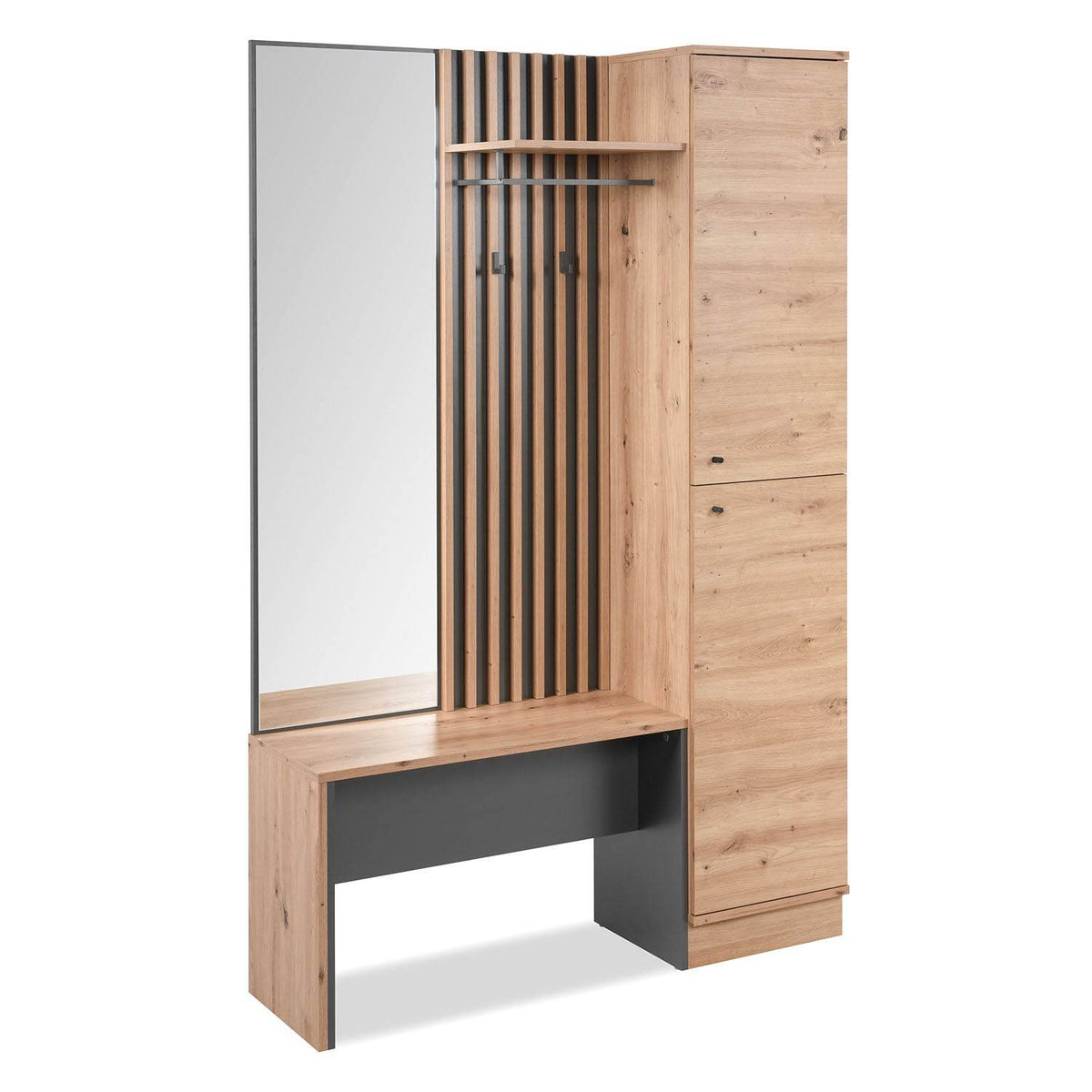 Garderobe mit Sitzbank Kleiderständer Garderobenschrank Spiegel - Palo24