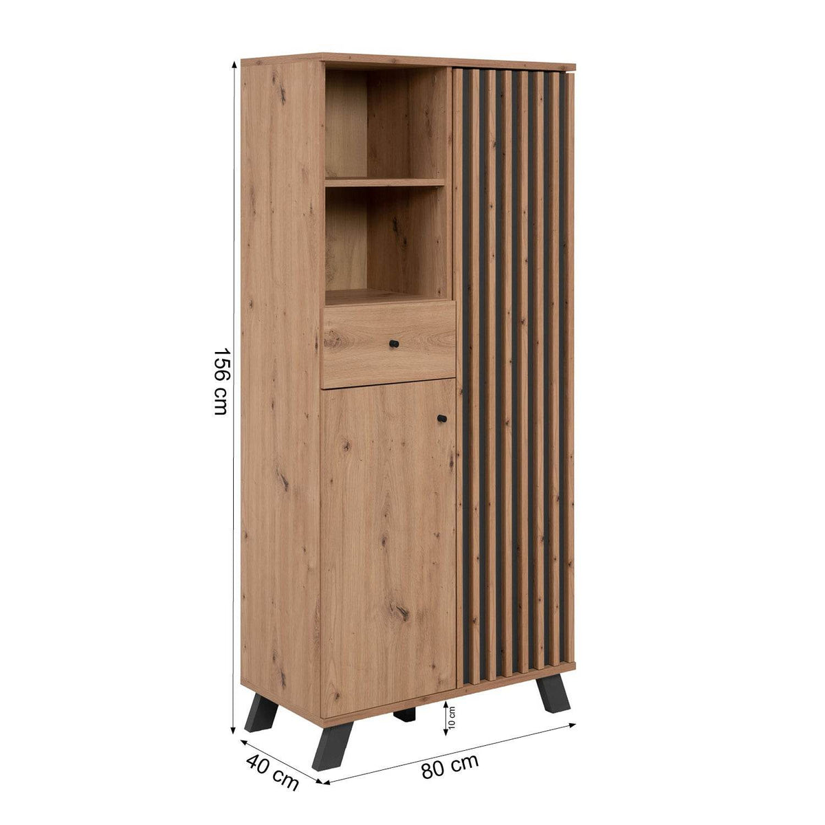 Kommode Highboard Wohnzimmerschrank Sideboard Holz Eiche - Palo24