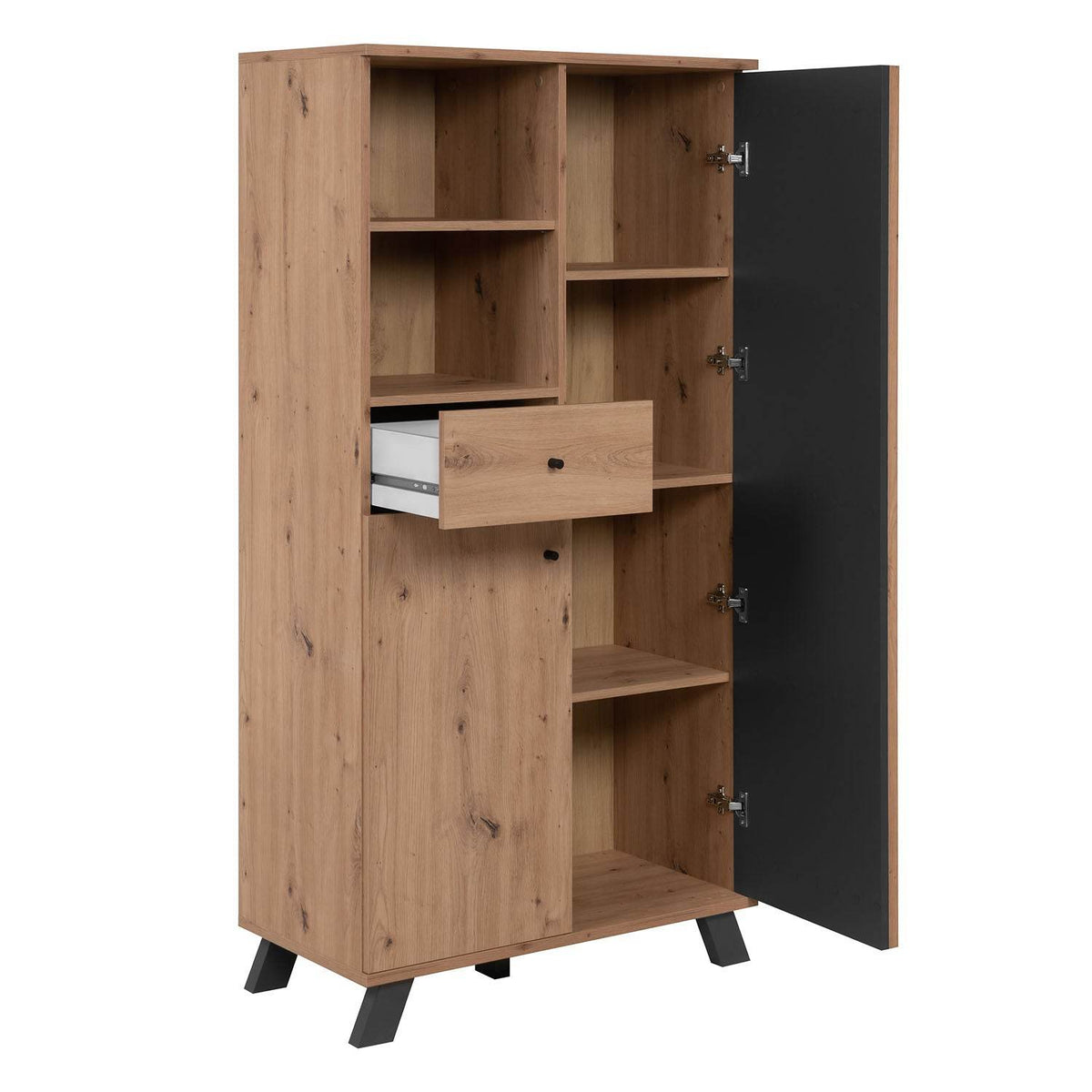 Kommode Highboard Wohnzimmerschrank Sideboard Holz Eiche - Palo24