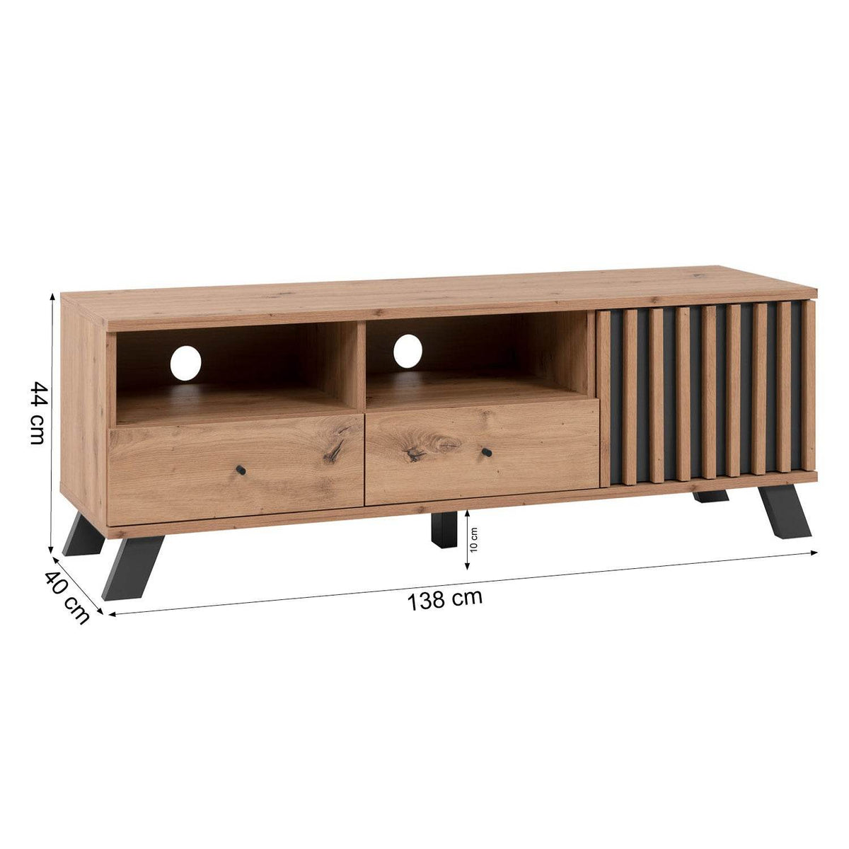 Lowboard TV 138 cm Fernsehschrank Holz Eiche - Palo24