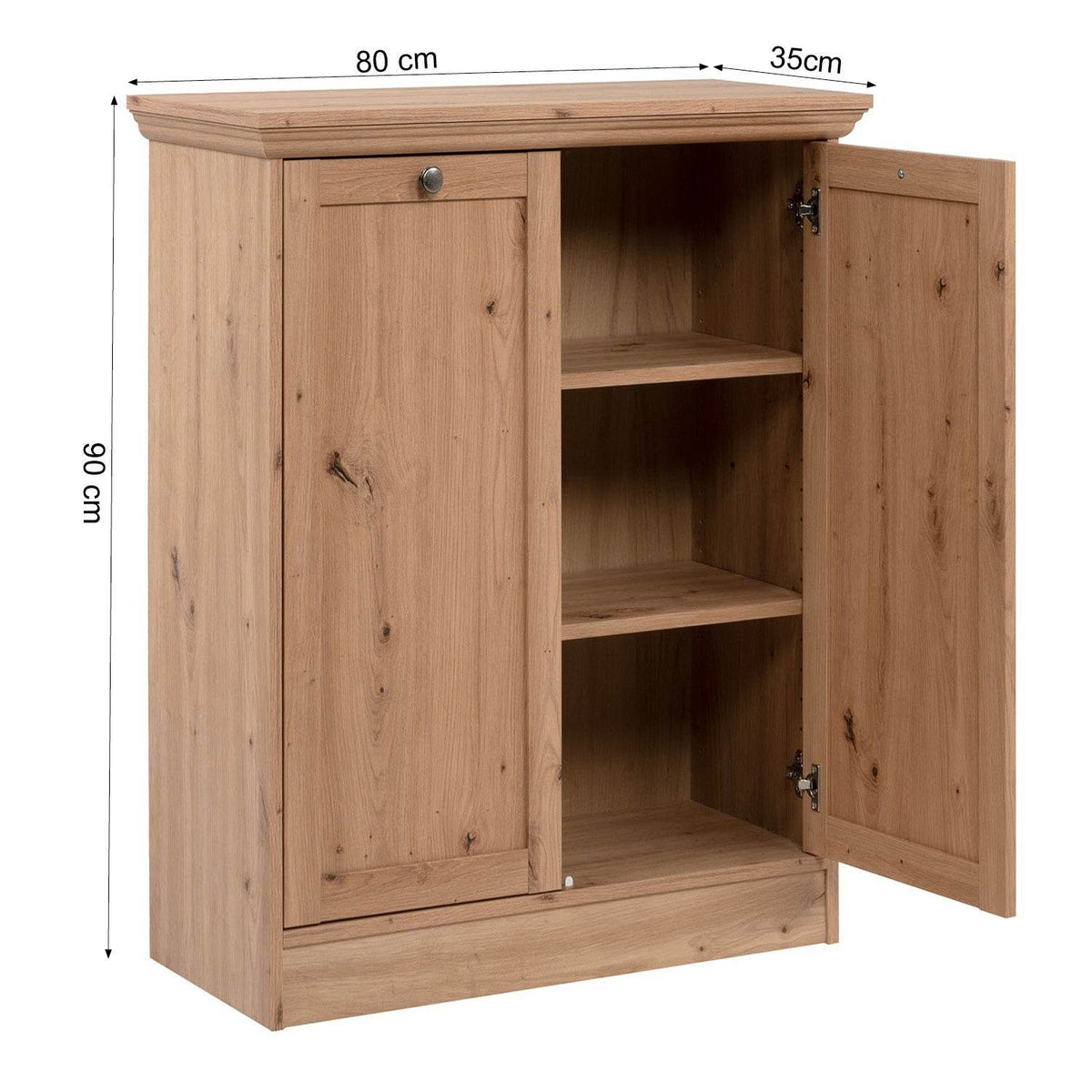 Kommode Sideboard Landhausstil 80 cm breit Holz Eiche - Palo24
