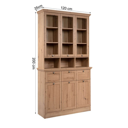 Buffetschrank Vitrinenschrank Küchenbuffet Holz Eiche - Palo24