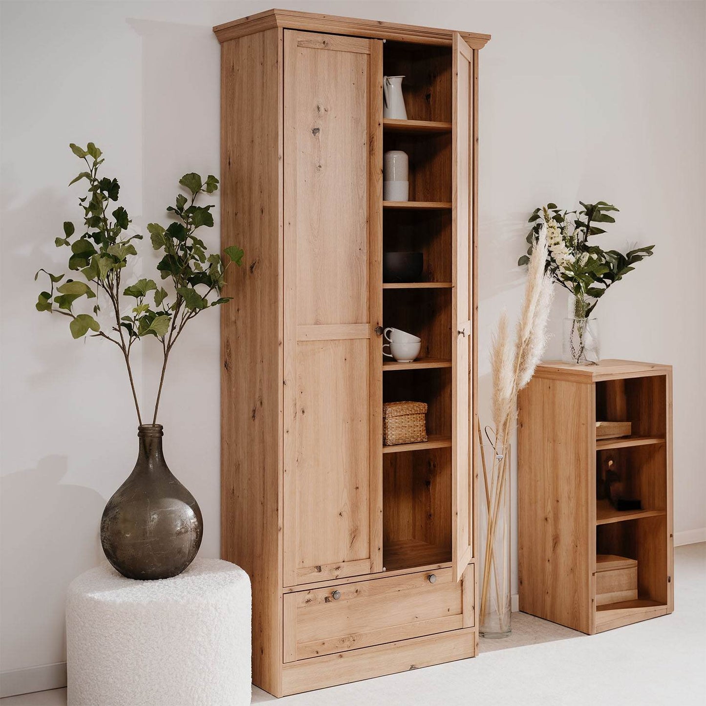 Kleiderschrank Garderobe Holz Eiche Schrank Massiv 2 Türen - Palo24