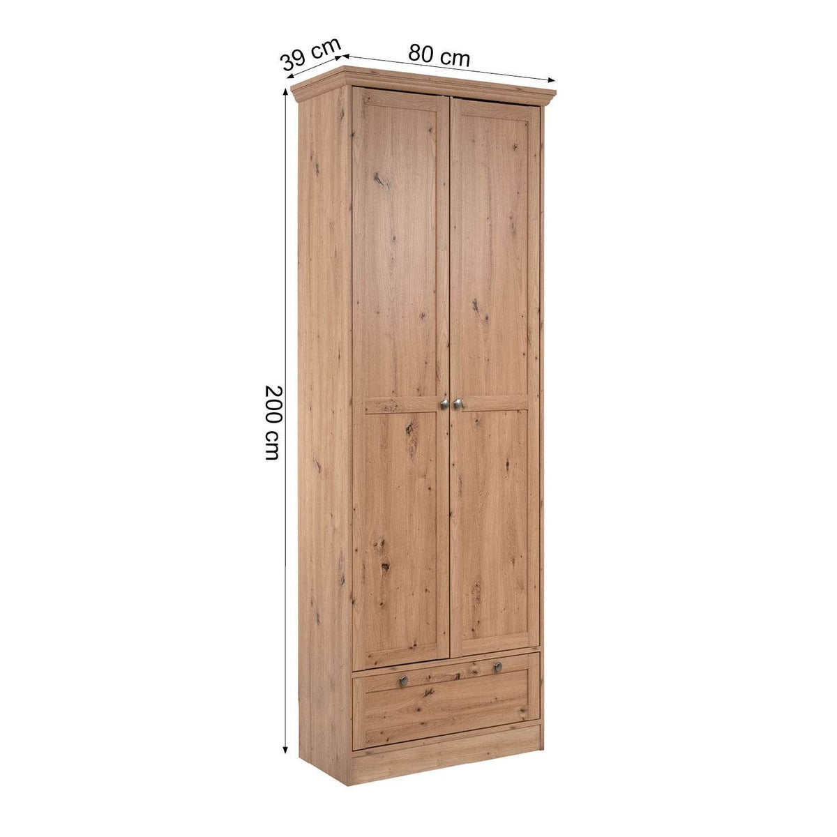 Kleiderschrank Garderobe Holz Eiche Schrank Massiv 2 Türen - Palo24