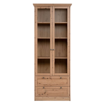 Vitrine Highboard Holz Eiche Glas Vitrinenschrank - Palo24