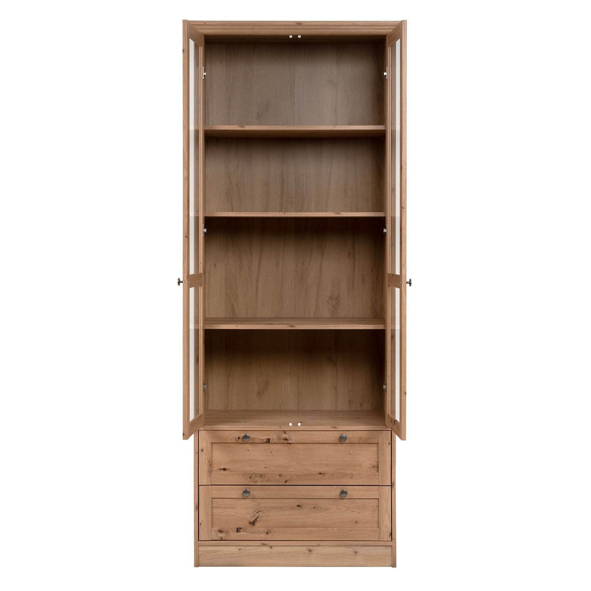 Vitrine Highboard Holz Eiche Glas Vitrinenschrank - Palo24