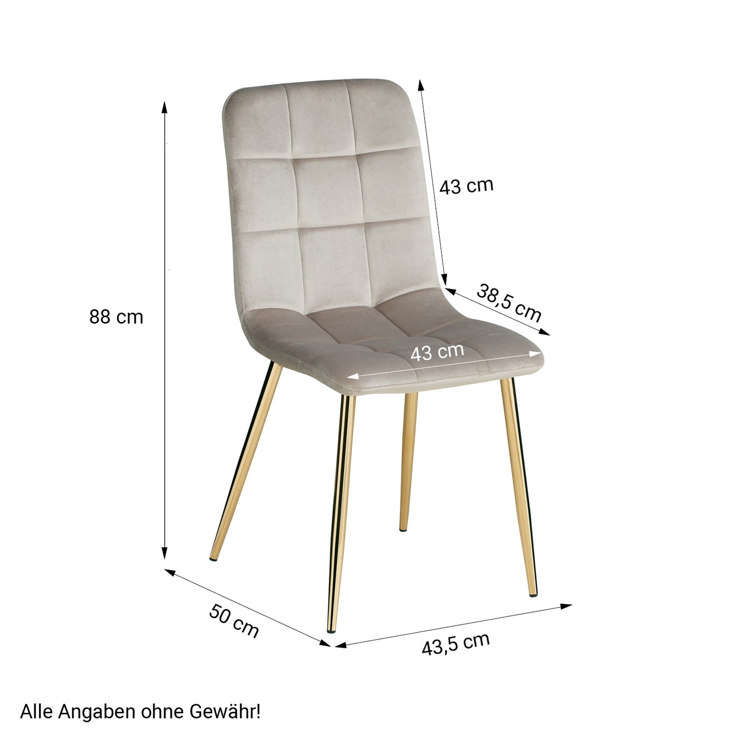 Essgruppe | 2er-Set Polsterstühle Creme Samt ohne Armlehne | Esstisch Weiss 90 x 60 cm