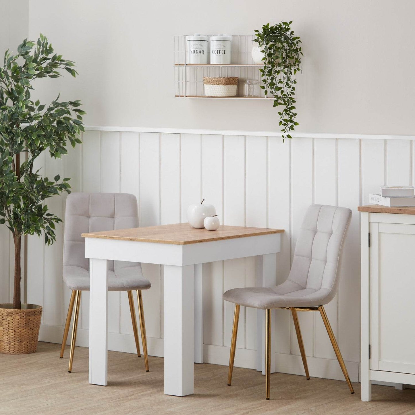 Esstisch mit 2 Stühlen Essgruppe Set Weiss Modern 90x60 cm - Palo24