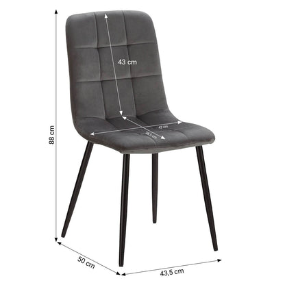 Esstisch mit 4 Stühlen Set Essgruppe Samt Grau Holz Weiss 120x80 cm Massiv - Palo24