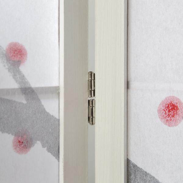 3 fach Holz Paravent Raumteiler weiss Kirschblüten - Palo24