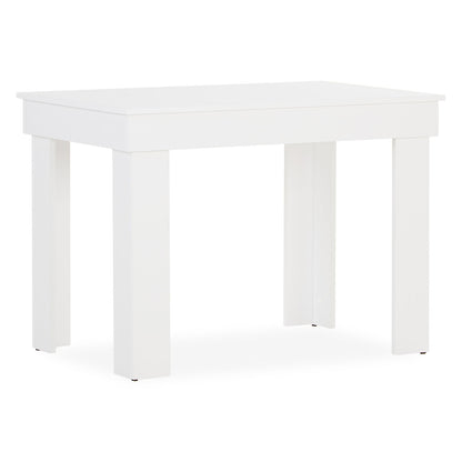 Essgruppe | 2er-Set Polsterstühle Grau Samt ohne Armlehne | Esstisch Weiss 90 x 60 cm