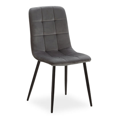 Essgruppe | 2er-Set Polsterstühle Grau Samt ohne Armlehne | Esstisch Weiss 90 x 60 cm