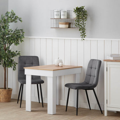 Esstisch mit 2 Stühlen Set Essgruppe 90x60 cm Weiss Grau - Palo24