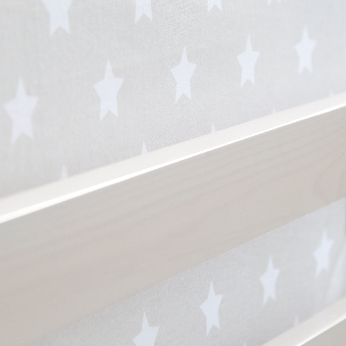 Hochbett Kinder 90x200 cm Weiß mit Vorhang Sterne | Turm | mit Lattenrost