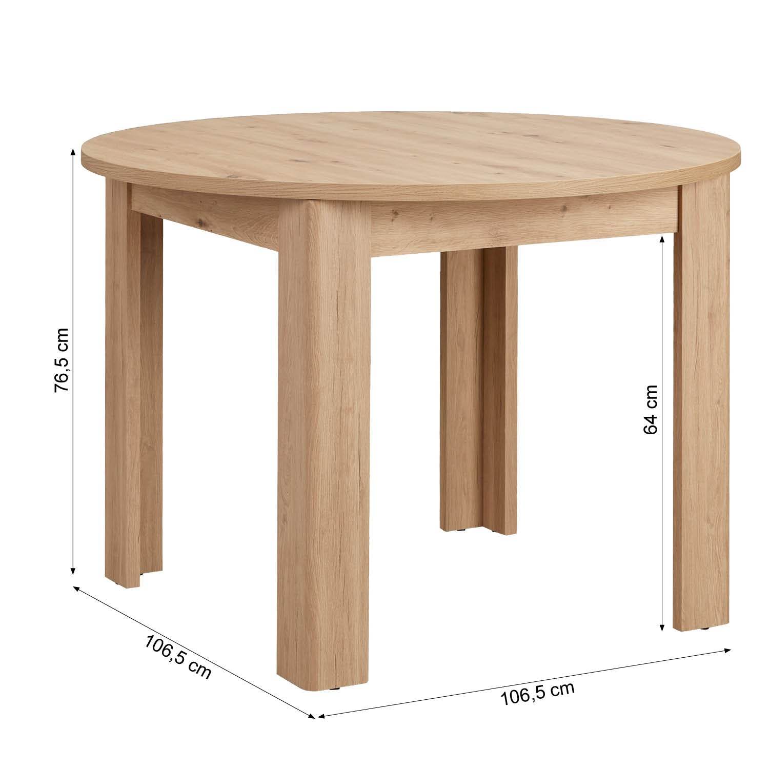 Esstisch Rund Ø 106 cm Holz Eiche - Palo24