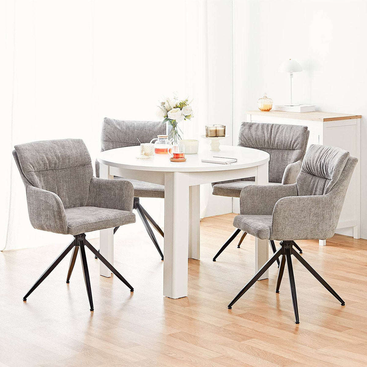 Esstisch Rund Ø 106 cm Holz Weiss - Palo24