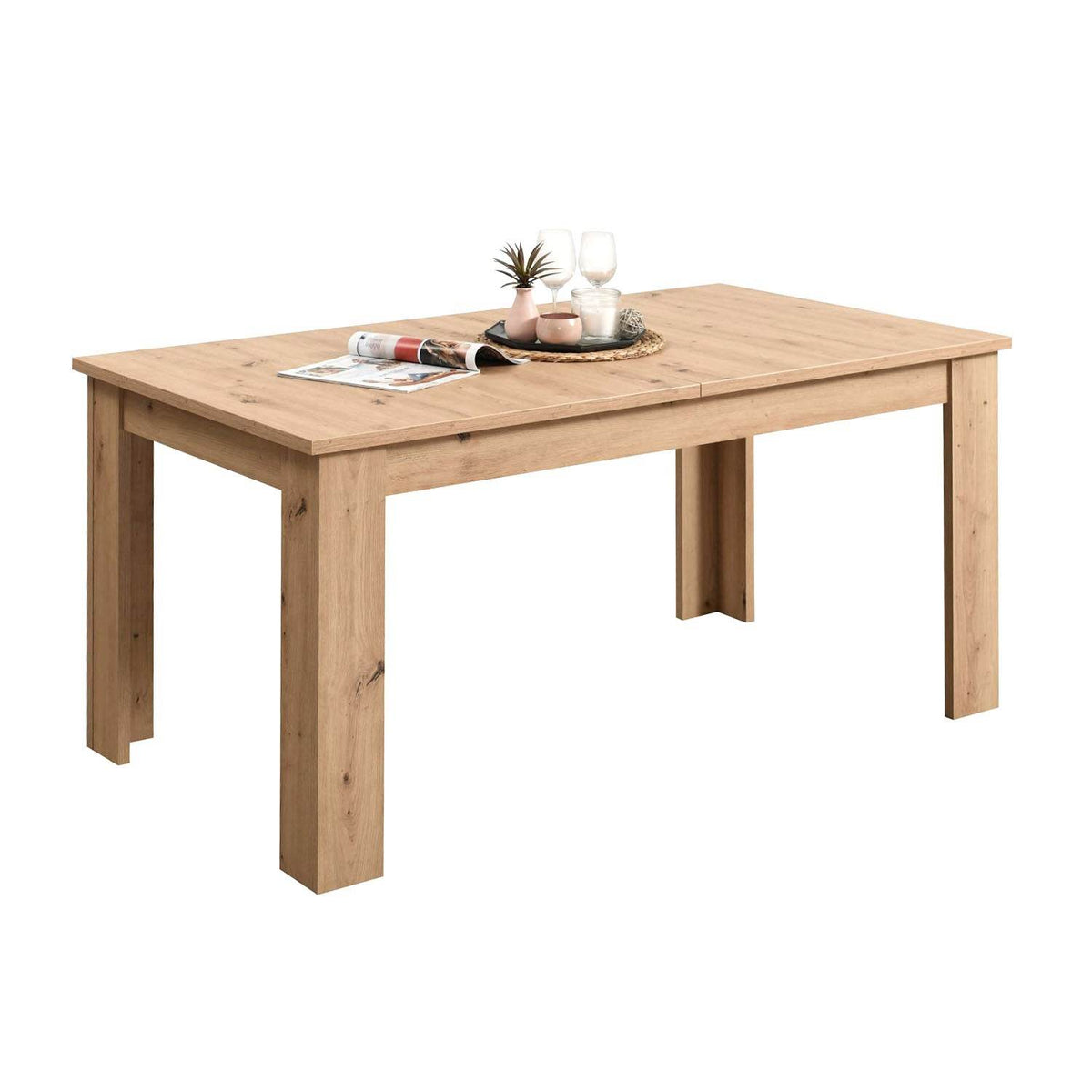 Esstisch mit 4 Stühlen Essgruppe Set 160x90 cm Eiche Beige - Palo24