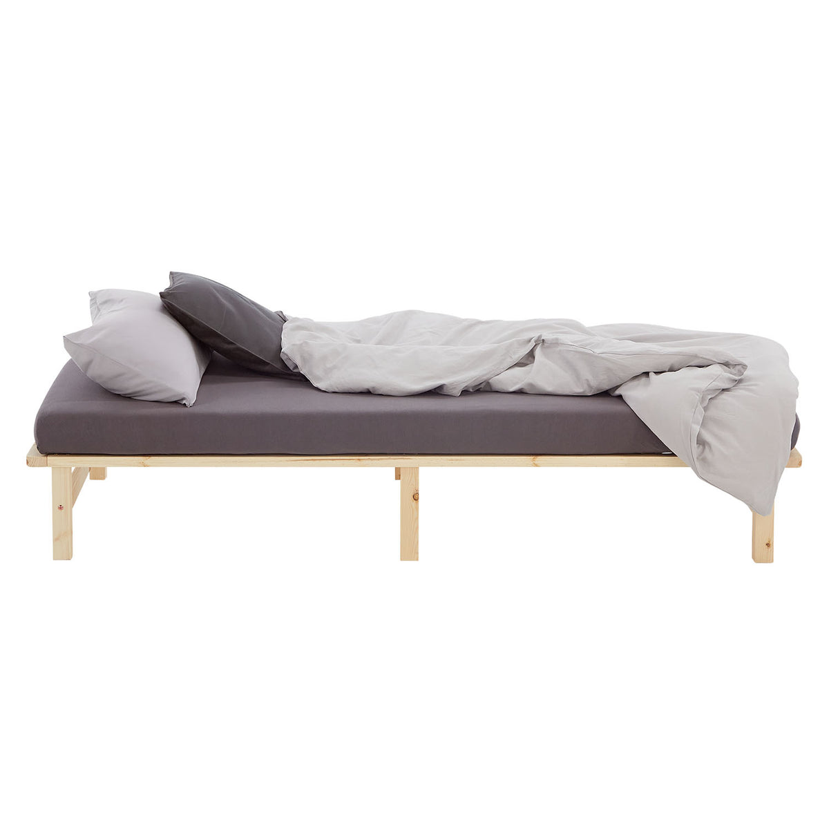 Palettenbett 100x200 cm Natur | Einzelbett | mit Lattenrost | Holz | Kind Jugend Gast