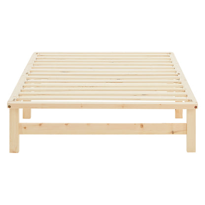 Palettenbett 100x200 cm Natur | Einzelbett | mit Lattenrost | Holz | Kind Jugend Gast