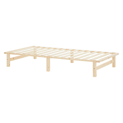 Palettenbett 100x200 cm Natur | Einzelbett | mit Lattenrost | Holz | Kind Jugend Gast