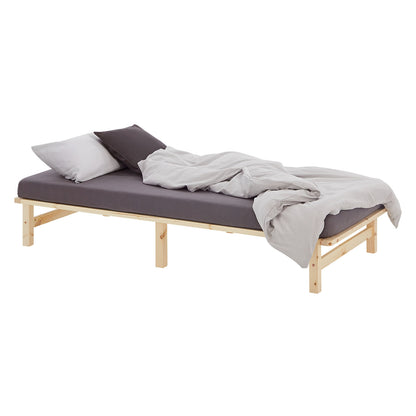 Palettenbett 100x200 cm Natur | Einzelbett | mit Lattenrost | Holz | Kind Jugend Gast