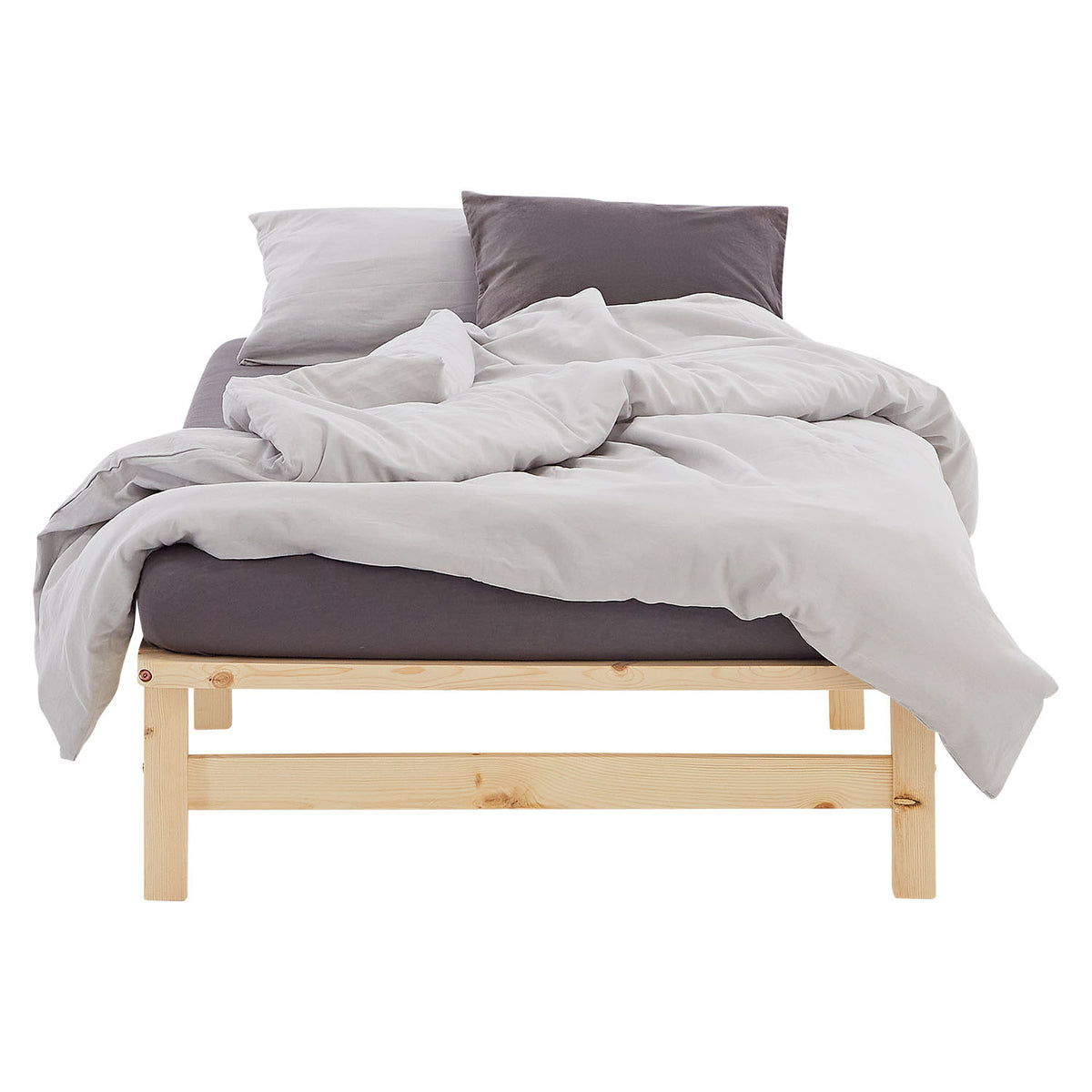 Palettenbett 100x200 cm Natur | Einzelbett | mit Lattenrost | Holz | Kind Jugend Gast