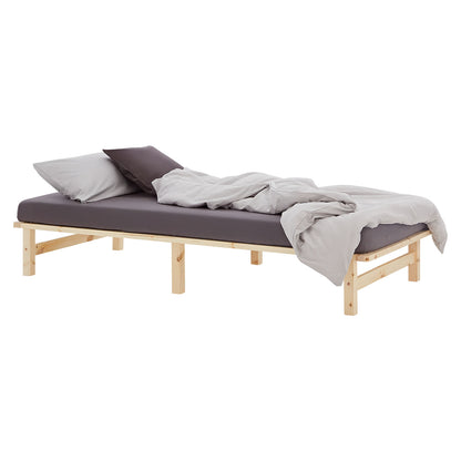 Palettenbett 100x200 cm Natur | Einzelbett | mit Lattenrost | Holz | Kind Jugend Gast
