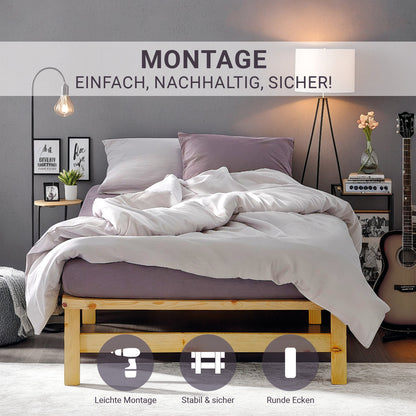 Palettenbett 100x200 cm Natur | Einzelbett | mit Lattenrost | Holz | Kind Jugend Gast