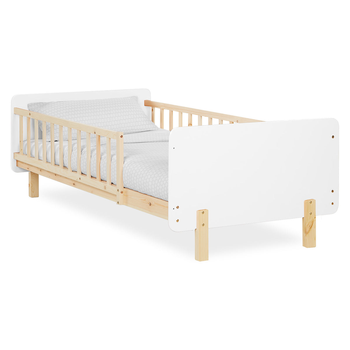 Kinderbett 90x200 cm mit Matratze & Lattenrost Rausfallschutz Weiss