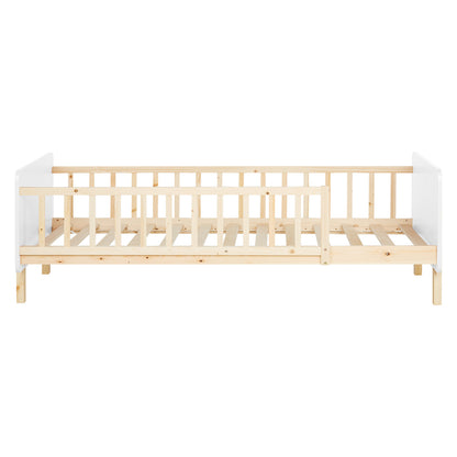 Kinderbett 90x200 cm mit Matratze & Lattenrost Rausfallschutz Weiss