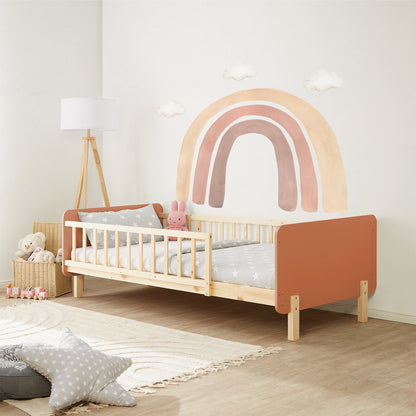 Kinderbett 90x200 cm mit Matratze & Lattenrost Rausfallschutz Rot