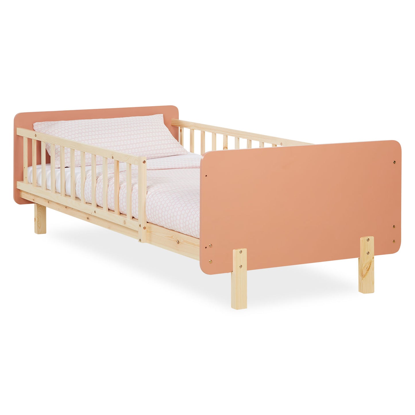 Kinderbett 90x200 cm mit Matratze & Lattenrost Rausfallschutz Rot