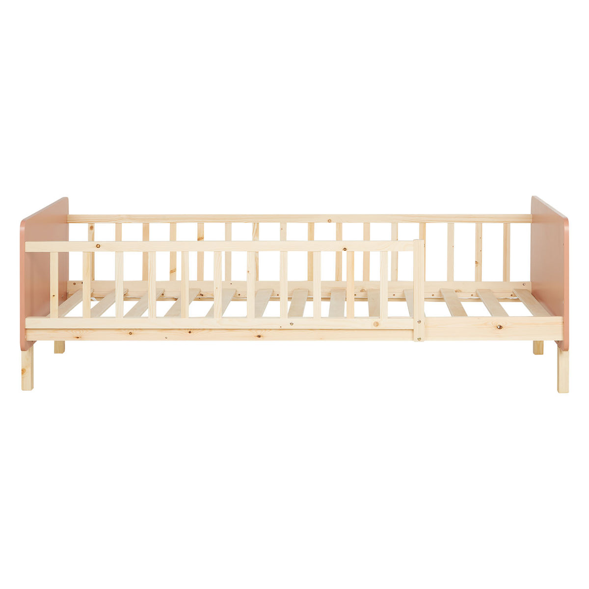 Kinderbett 90x200 cm mit Matratze & Lattenrost Rausfallschutz Rot