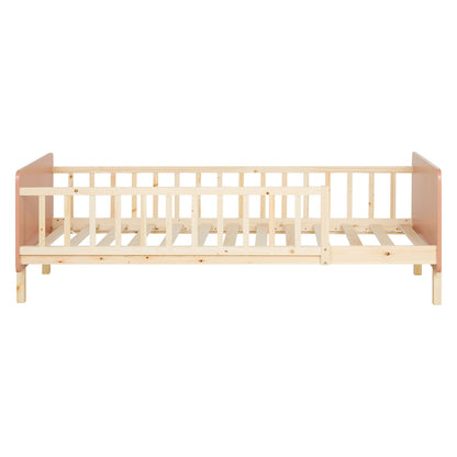 Kinderbett 90x200 cm mit Matratze & Lattenrost Rausfallschutz Rot
