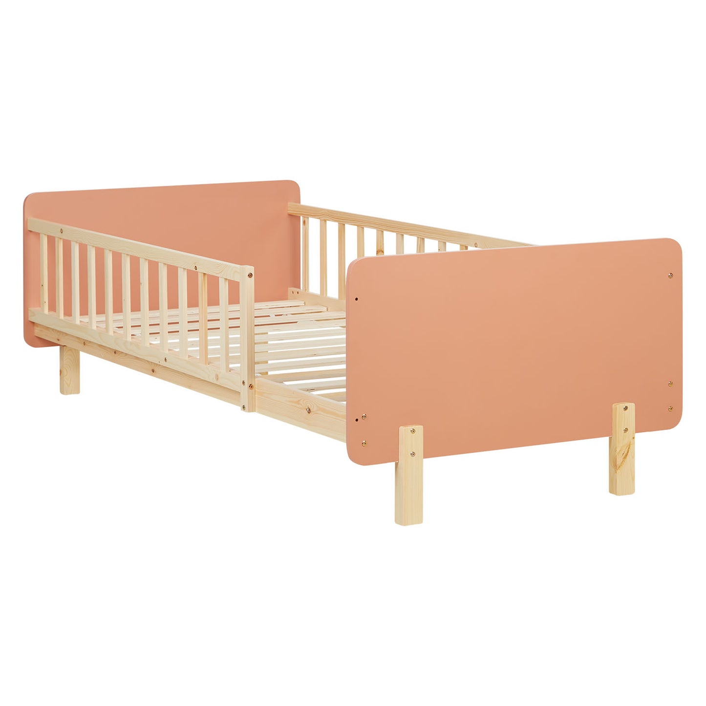 Kinderbett 90x200 cm mit Matratze & Lattenrost Rausfallschutz Rot