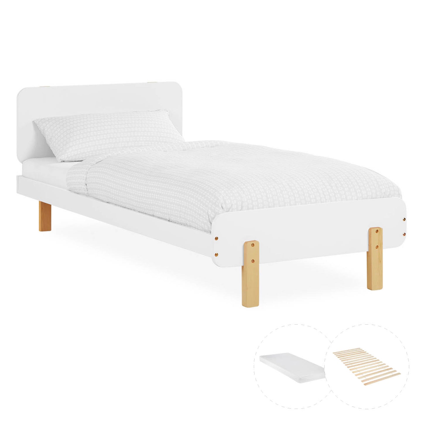 Kinderbett 90x200 cm mit Matratze & Lattenrost Jugendbett Weiss