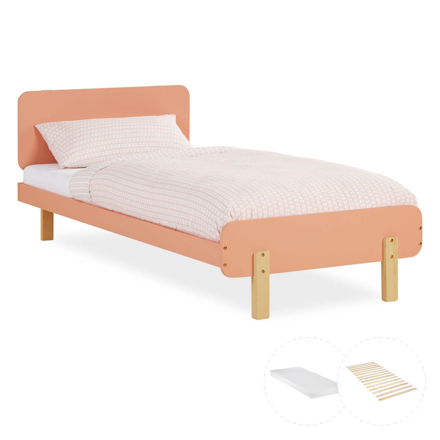 Kinderbett 90x200 cm mit Matratze & Lattenrost Jugendbett Rot