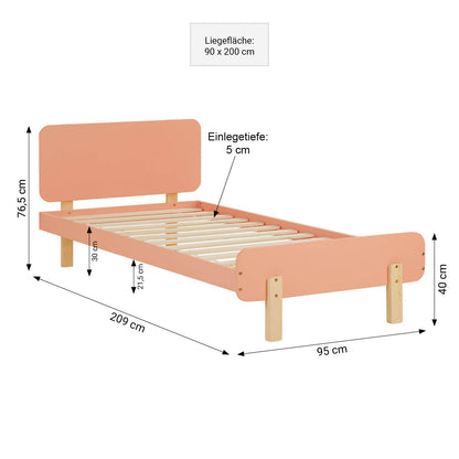 Kinderbett 90x200 cm mit Matratze & Lattenrost Jugendbett Rot