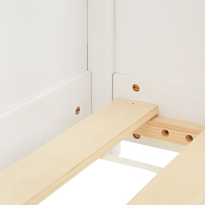 Kinderbett 90x200 cm Weiss | Hausbett mit Rausfallschutz | Montessori | Einzelbett | mit Lattenrost
