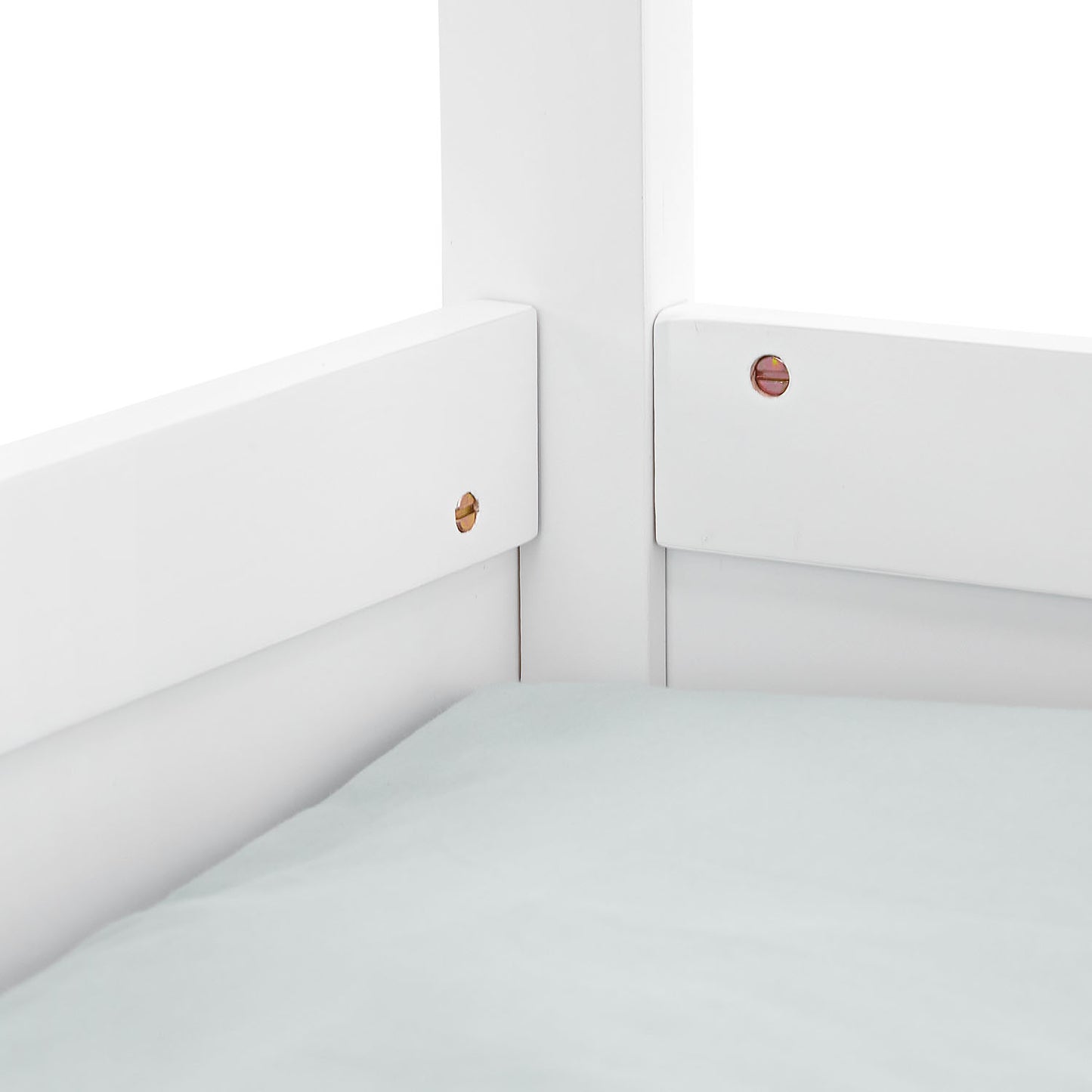 Kinderbett 90x200 cm Weiss | Hausbett mit Rausfallschutz | Montessori | Einzelbett | mit Lattenrost