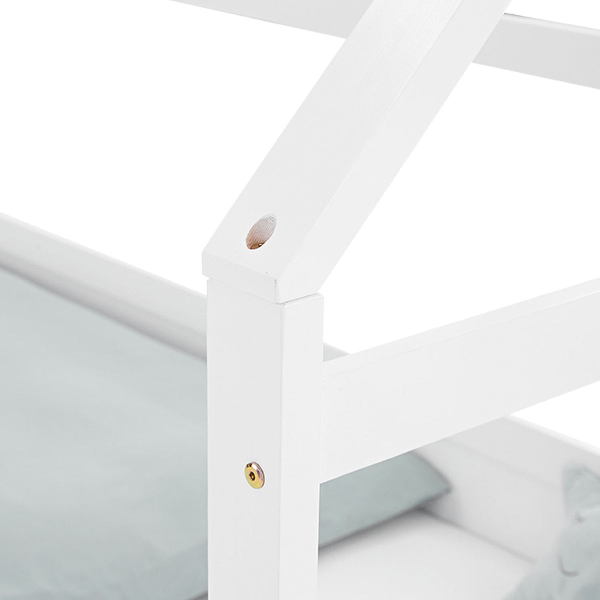 Kinderbett 90x200 cm Weiss | Hausbett mit Rausfallschutz | Montessori | Einzelbett | mit Lattenrost