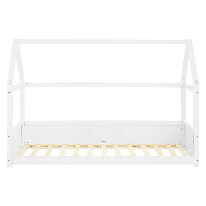 Kinderbett 90x200 cm Weiss mit Matratze Rausfallschutz & Lattenrost - Palo24