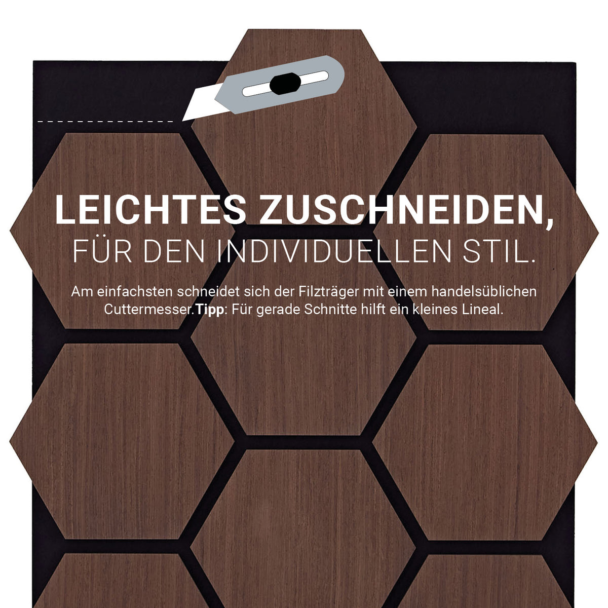 8er Set Akustikpaneele Wandpaneele Hexagon Wabe 76 x 62 cm Braun Walnuss Holz 3D - Palo24