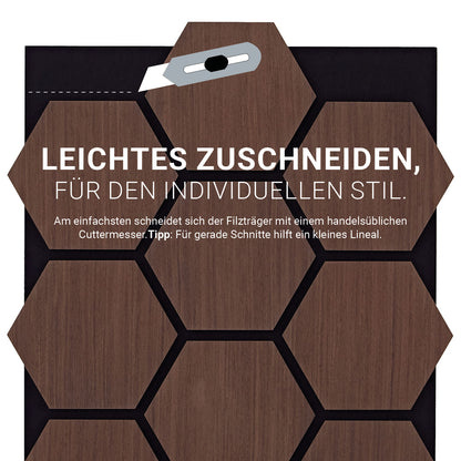 8er Set Akustikpaneele Wandpaneele Hexagon Wabe 76 x 62 cm Braun Walnuss Holz 3D - Palo24