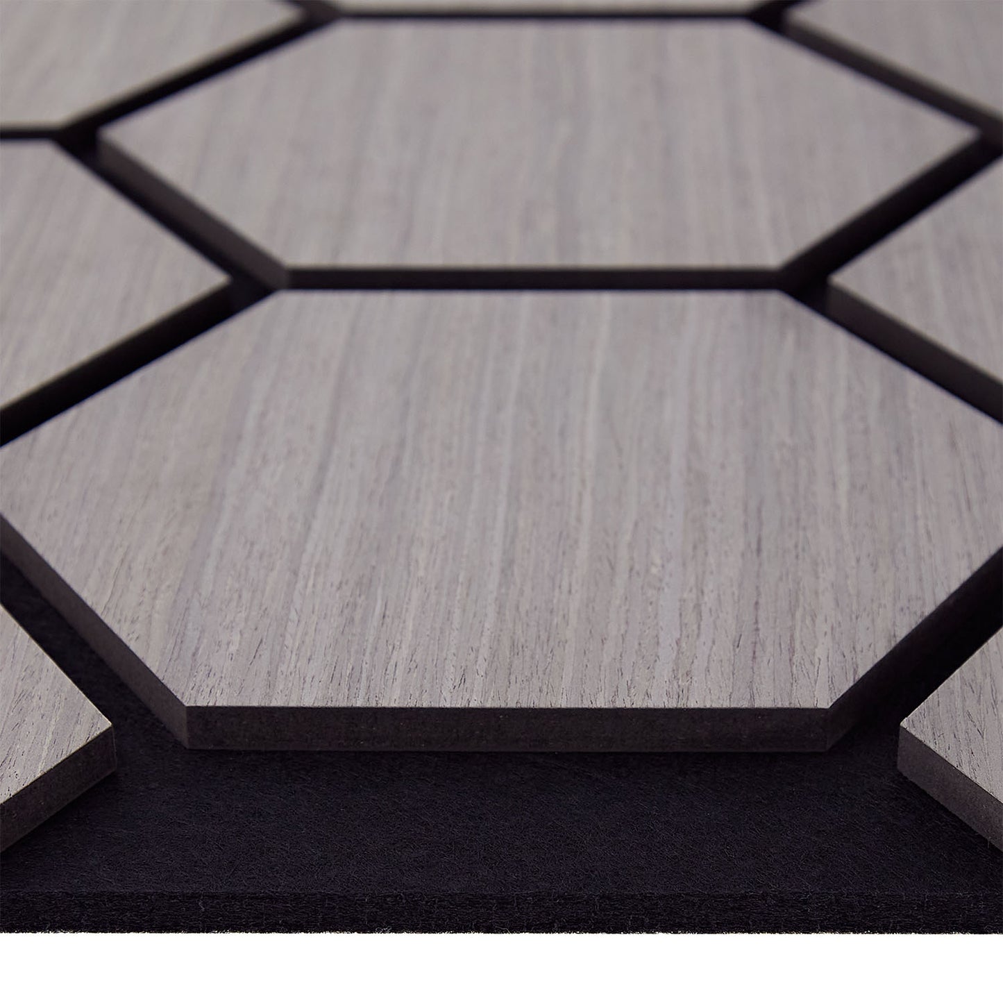 4er Set Akustikpaneele Wandpaneele Hexagon Wabe 76 x 62 cm Grau Holz 3D - Palo24