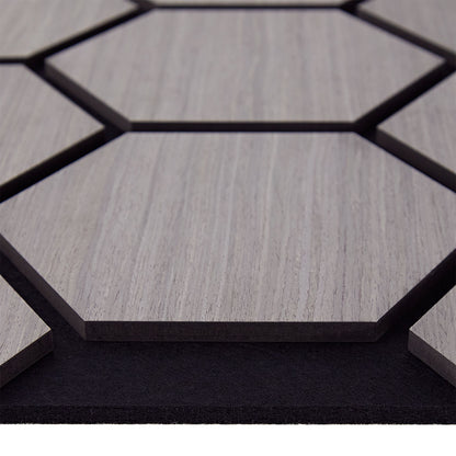 4er Set Akustikpaneele Wandpaneele Hexagon Wabe 76 x 62 cm Grau Holz 3D - Palo24