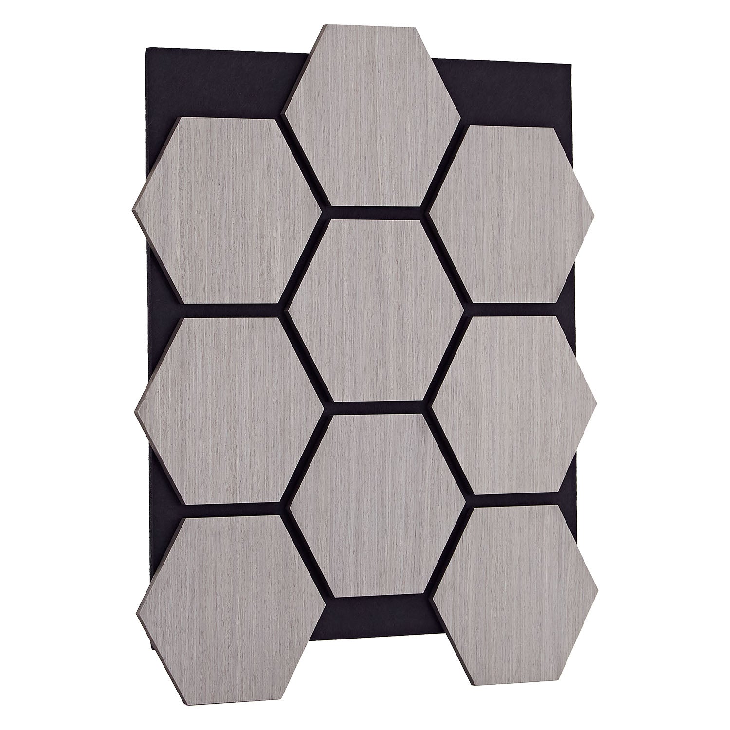 4er Set Akustikpaneele Wandpaneele Hexagon Wabe 76 x 62 cm Grau Holz 3D - Palo24