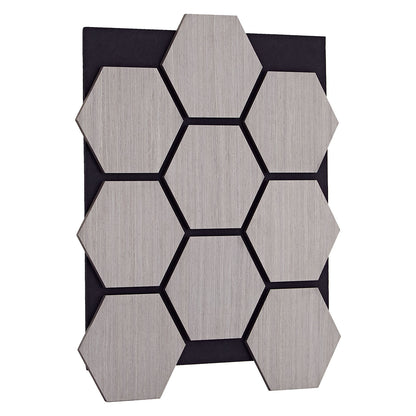 4er Set Akustikpaneele Wandpaneele Hexagon Wabe 76 x 62 cm Grau Holz 3D - Palo24